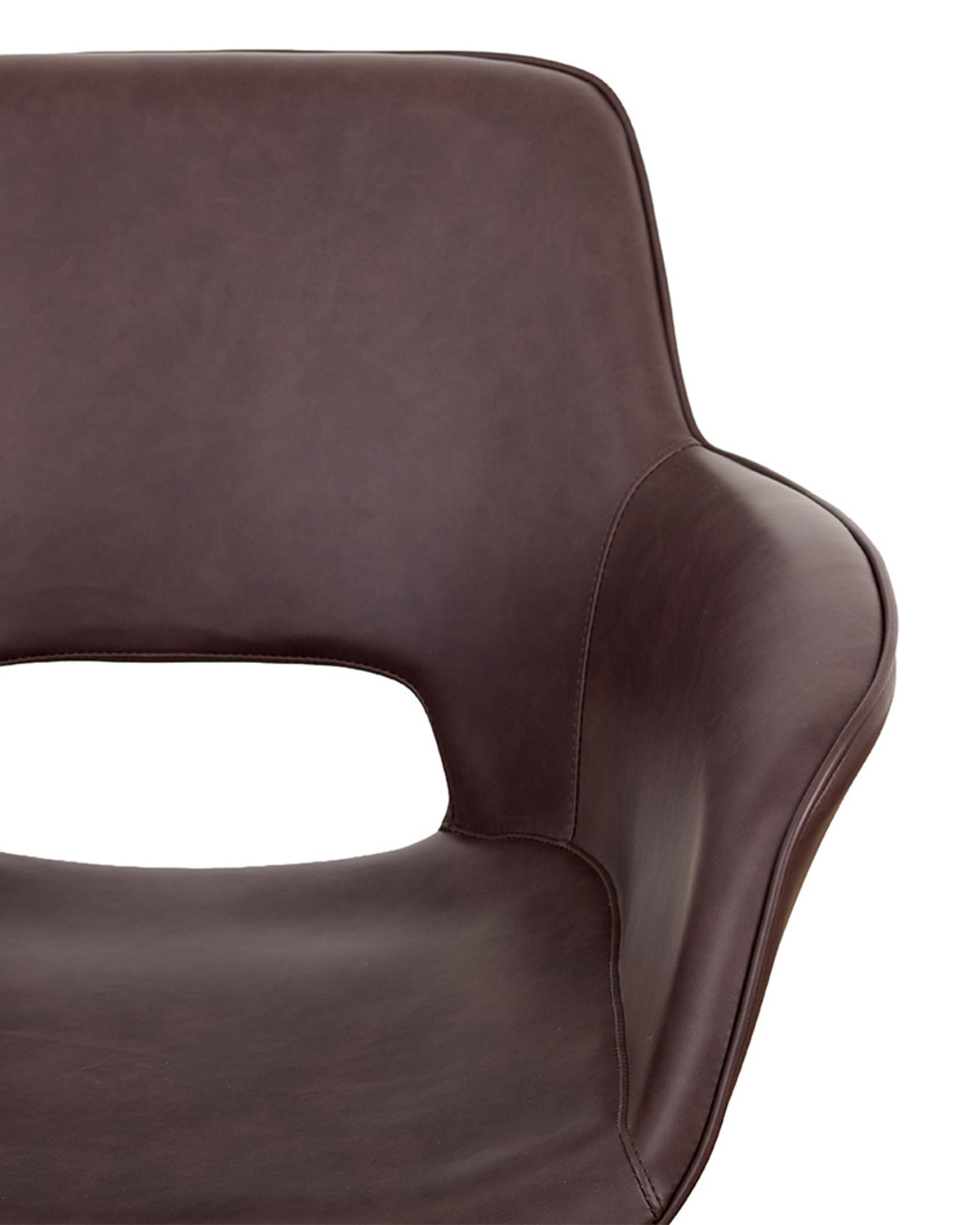 Milo Merlot - Fauteuil de coupe brun avec base ronde noire